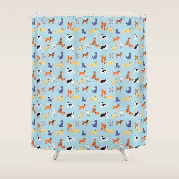 Funny dog animal cartoon art pattern Shower Curtain Gallery Image 1
