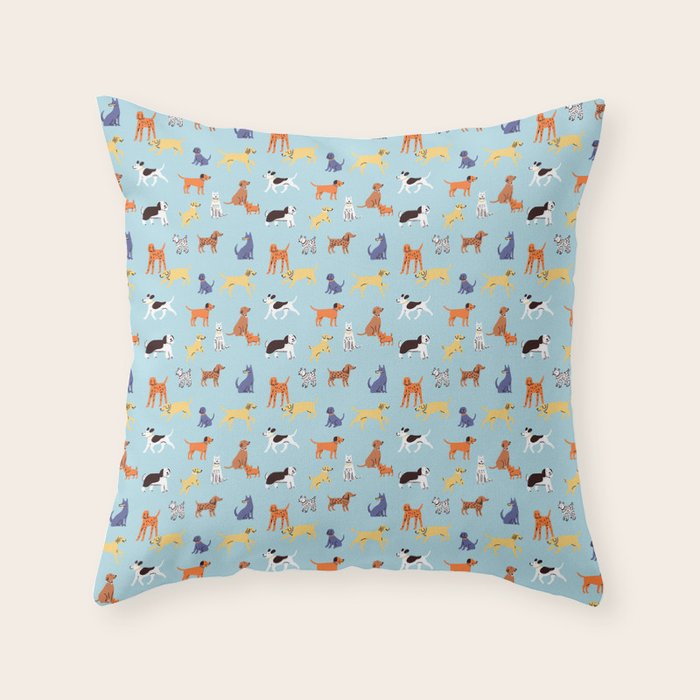 Funny dog animal cartoon art pattern Throw Pillow Gallery Image 6
