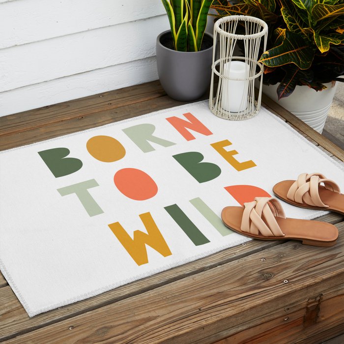 Born To Be Wild, Be Kind, Modern Abstract Print, Boho Decor, Nursery Decor  Outdoor Rug Gallery Image 2