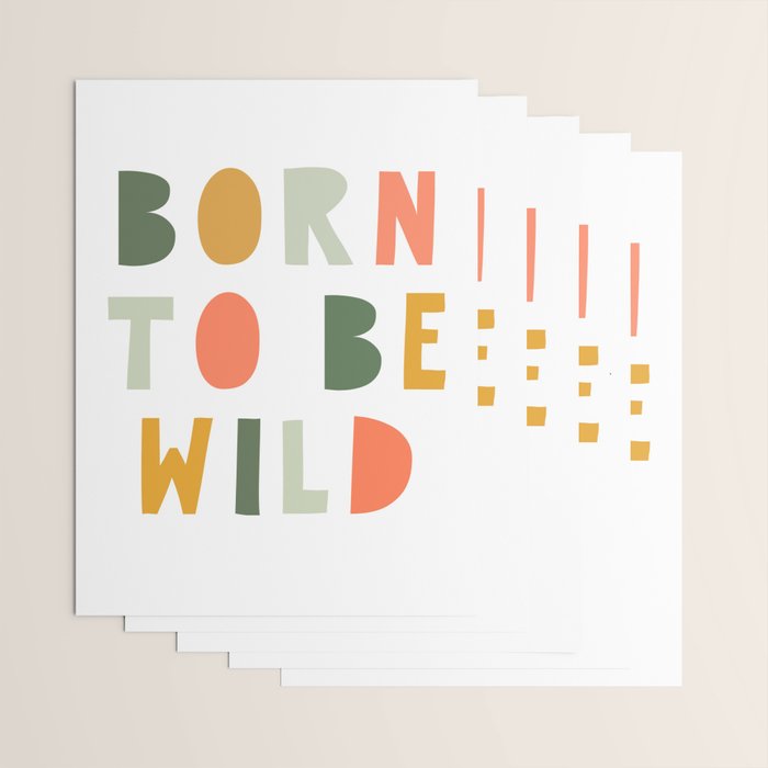 Born To Be Wild, Be Kind, Modern Abstract Print, Boho Decor, Nursery Decor  Wrapping Paper Gallery Image 3