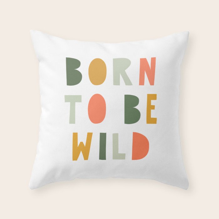 Born To Be Wild, Be Kind, Modern Abstract Print, Boho Decor, Nursery Decor  Throw Pillow Gallery Image 1