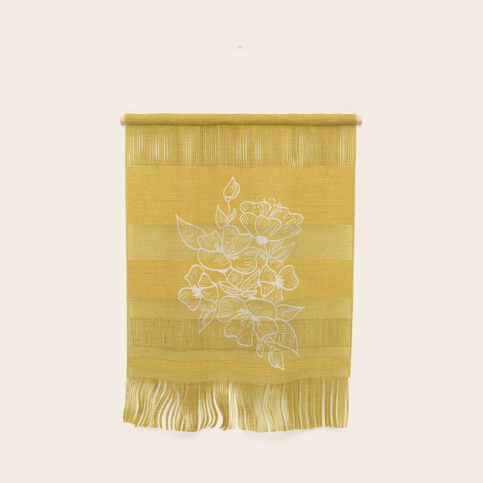 Scandinavian Brushed Gold Floral Ornament | Tropical Line Art Wall Hanging Gallery Image 1