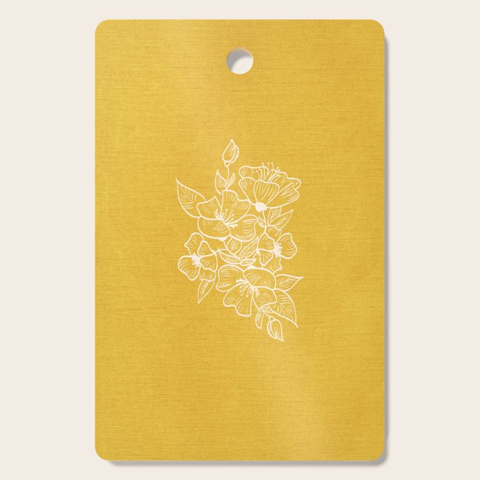 Scandinavian Brushed Gold Floral Ornament | Tropical Line Art Cutting Board Gallery Image 1
