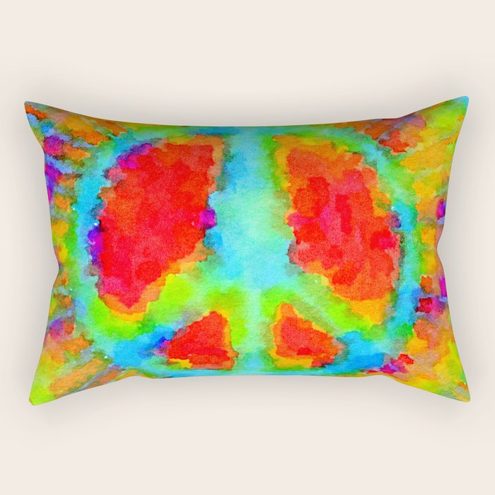 Tie Dye Peace Sign Rectangular Pillow Gallery Image 1