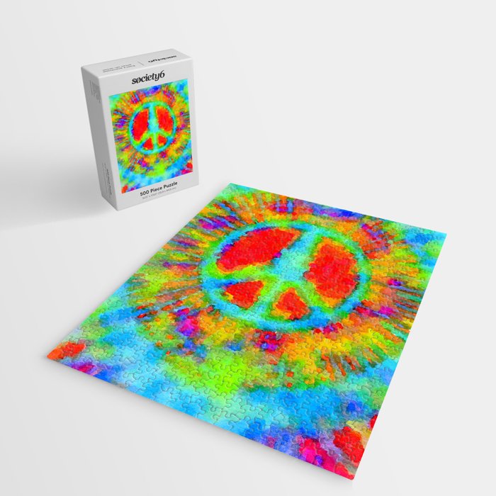 Tie Dye Peace Sign Jigsaw Puzzle Gallery Image 2