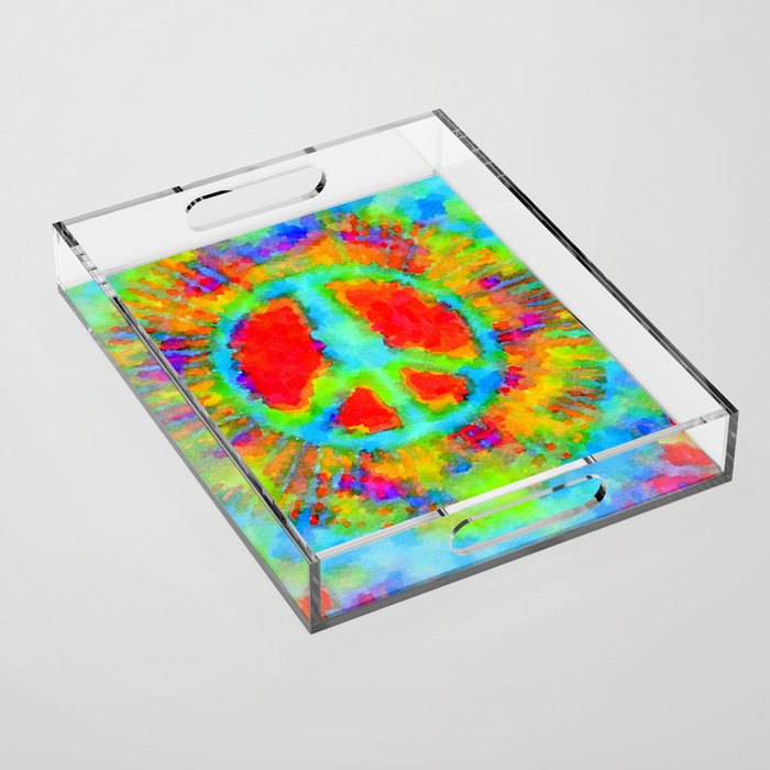 Tie Dye Peace Sign Acrylic Tray Gallery Image 1