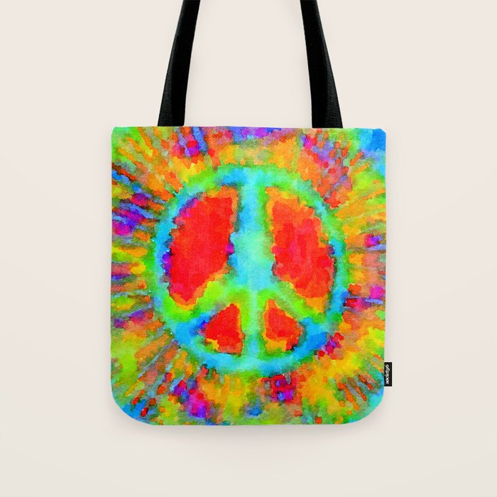 Tie Dye Peace Sign Tote Bag Gallery Image 1