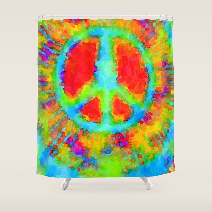 Tie Dye Peace Sign Shower Curtain Gallery Image 1