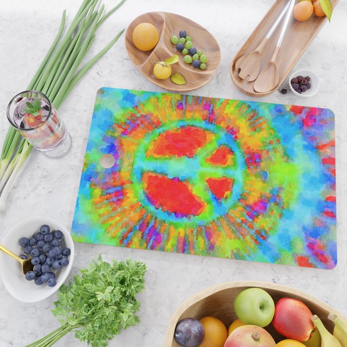 Tie Dye Peace Sign Cutting Board Gallery Image 2
