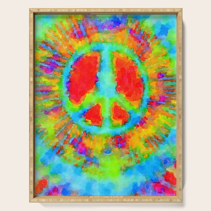 Tie Dye Peace Sign Serving Tray Gallery Image 1