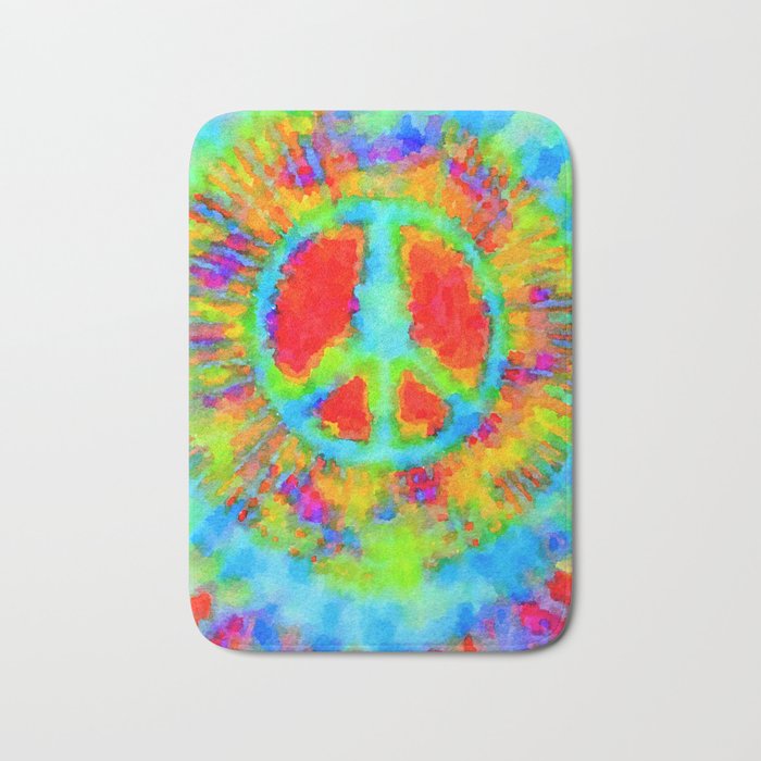 Tie Dye Peace Sign Bath Mat Gallery Image 1