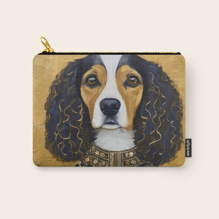 Gustav Klimt Style Beautiful Girl Dog with Black and Gold Jacket Carry All Pouch Gallery Image 1