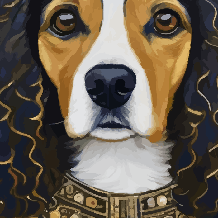 Gustav Klimt Style Beautiful Girl Dog with Black and Gold Jacket Coffee Mug Gallery Image 2