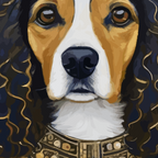 Gustav Klimt Style Beautiful Girl Dog with Black and Gold Jacket Coffee Mug Gallery Image 2