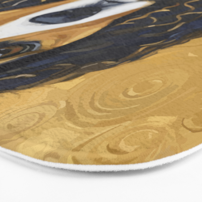 Gustav Klimt Style Beautiful Girl Dog with Black and Gold Jacket Bath Mat Gallery Image 3