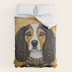 Gustav Klimt Style Beautiful Girl Dog with Black and Gold Jacket Comforter Gallery Image 6