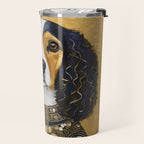 Gustav Klimt Style Beautiful Girl Dog with Black and Gold Jacket Travel Mug Gallery Image 2