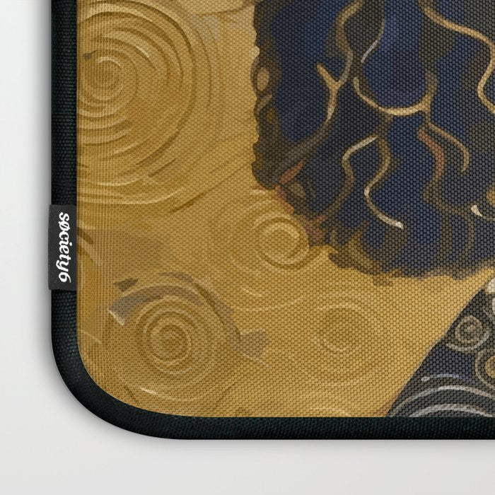 Gustav Klimt Style Beautiful Girl Dog with Black and Gold Jacket Laptop Sleeve Gallery Image 3