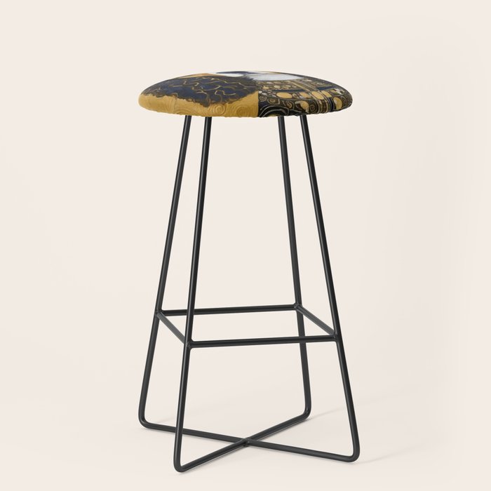 Gustav Klimt Style Beautiful Girl Dog with Black and Gold Jacket Stool Gallery Image 1