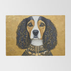 Gustav Klimt Style Beautiful Girl Dog with Black and Gold Jacket Rug Gallery Image 2
