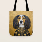 Gustav Klimt Style Beautiful Girl Dog with Black and Gold Jacket Tote Bag Gallery Image 1