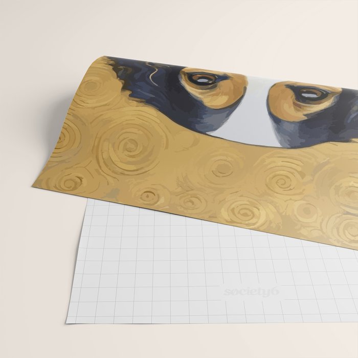 Gustav Klimt Style Beautiful Girl Dog with Black and Gold Jacket Wrapping Paper Gallery Image 2