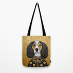 Gustav Klimt Style Beautiful Girl Dog with Black and Gold Jacket Tote Bag Gallery Image 2