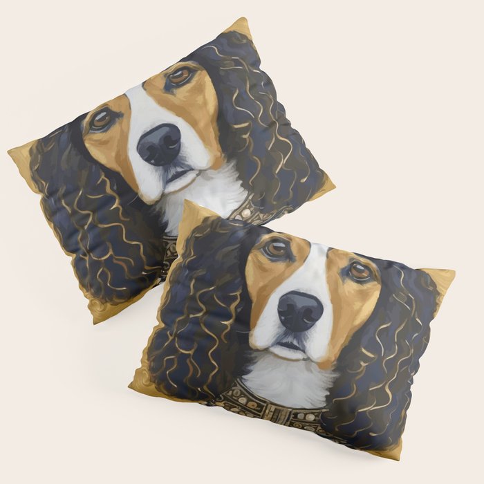 Gustav Klimt Style Beautiful Girl Dog with Black and Gold Jacket Pillow Sham Gallery Image 3