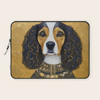 Gustav Klimt Style Beautiful Girl Dog with Black and Gold Jacket Laptop Sleeve Gallery Image 1