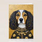 Gustav Klimt Style Beautiful Girl Dog with Black and Gold Jacket Stationery Card Gallery Image 2