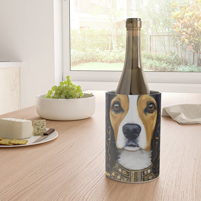 Gustav Klimt Style Beautiful Girl Dog with Black and Gold Jacket Wine Chiller Gallery Image 4