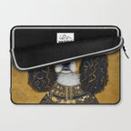 Gustav Klimt Style Beautiful Girl Dog with Black and Gold Jacket Laptop Sleeve Gallery Image 2