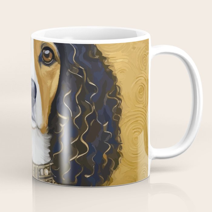 Gustav Klimt Style Beautiful Girl Dog with Black and Gold Jacket Coffee Mug Gallery Image 1