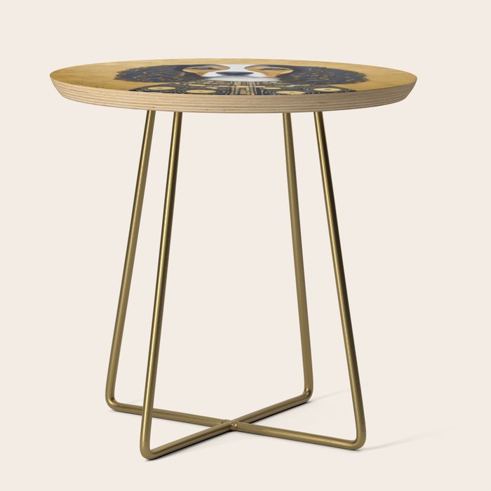Gustav Klimt Style Beautiful Girl Dog with Black and Gold Jacket Side Table Gallery Image 1