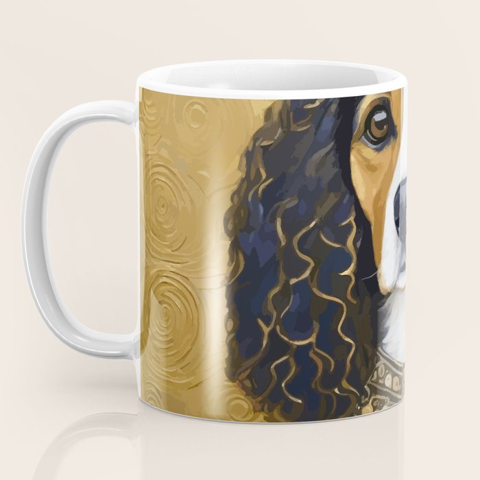 Gustav Klimt Style Beautiful Girl Dog with Black and Gold Jacket Coffee Mug Gallery Image 3