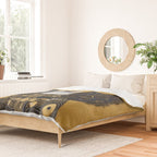 Gustav Klimt Style Beautiful Girl Dog with Black and Gold Jacket Duvet Cover Gallery Image 2