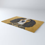 Gustav Klimt Style Beautiful Girl Dog with Black and Gold Jacket Rug Gallery Image 3