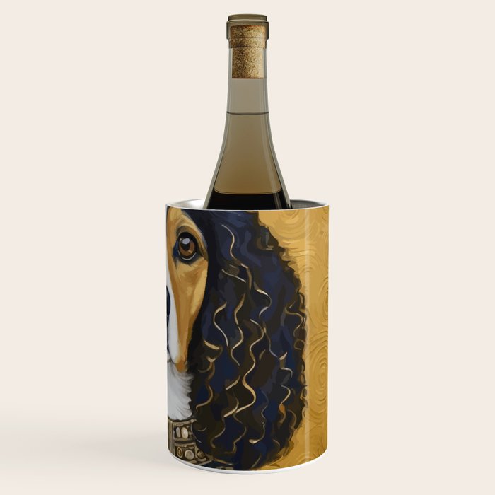 Gustav Klimt Style Beautiful Girl Dog with Black and Gold Jacket Wine Chiller Gallery Image 3