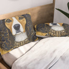 Gustav Klimt Style Beautiful Girl Dog with Black and Gold Jacket Pillow Sham Gallery Image 2