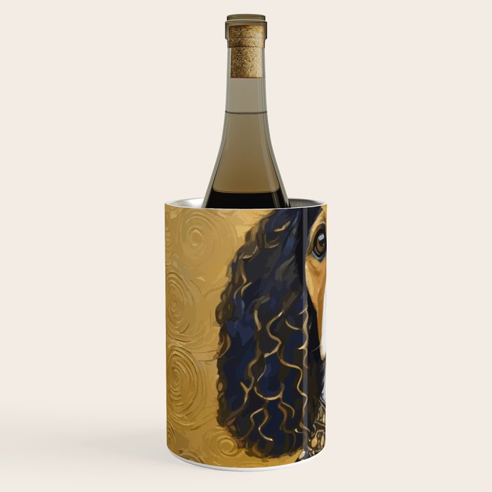 Gustav Klimt Style Beautiful Girl Dog with Black and Gold Jacket Wine Chiller Gallery Image 2