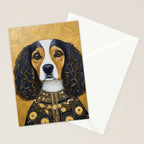 Gustav Klimt Style Beautiful Girl Dog with Black and Gold Jacket Stationery Card Gallery Image 2