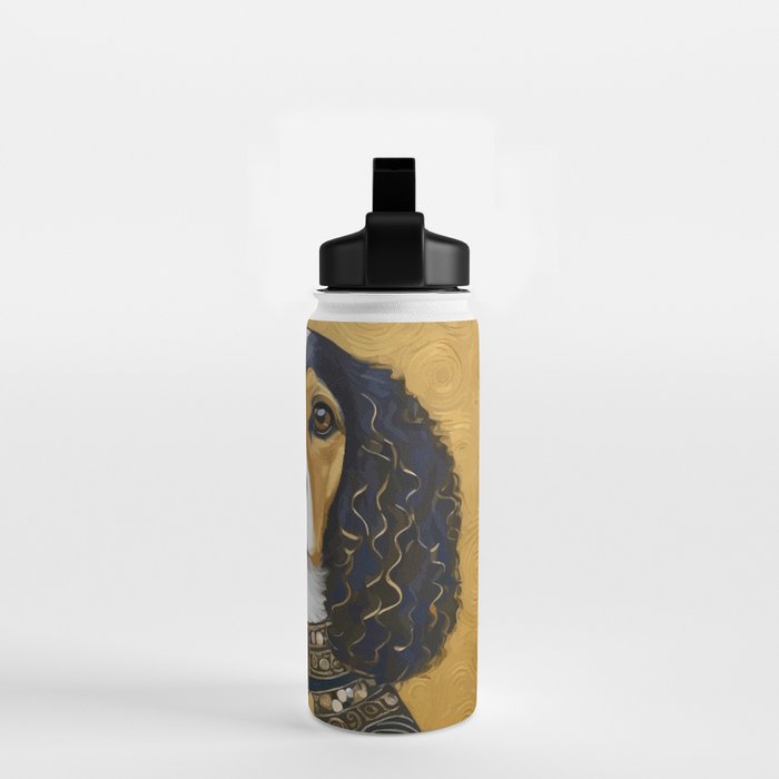 Gustav Klimt Style Beautiful Girl Dog with Black and Gold Jacket Water Bottle Gallery Image 2