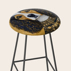 Gustav Klimt Style Beautiful Girl Dog with Black and Gold Jacket Stool Gallery Image 2