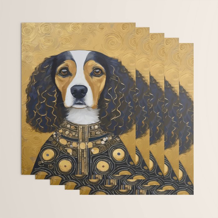 Gustav Klimt Style Beautiful Girl Dog with Black and Gold Jacket Wrapping Paper Gallery Image 3