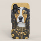 Gustav Klimt Style Beautiful Girl Dog with Black and Gold Jacket iPhone Case Gallery Image 1