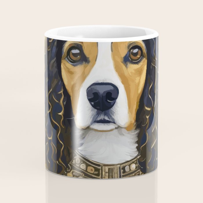 Gustav Klimt Style Beautiful Girl Dog with Black and Gold Jacket Coffee Mug Gallery Image 4
