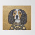 Gustav Klimt Style Beautiful Girl Dog with Black and Gold Jacket Throw Blanket Gallery Image 2