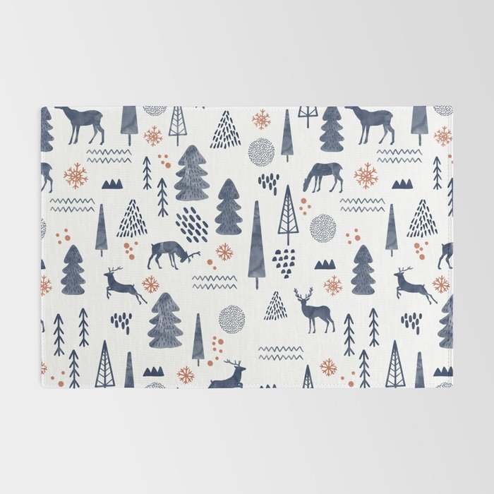 Deer Christmas forest Rug Gallery Image 2