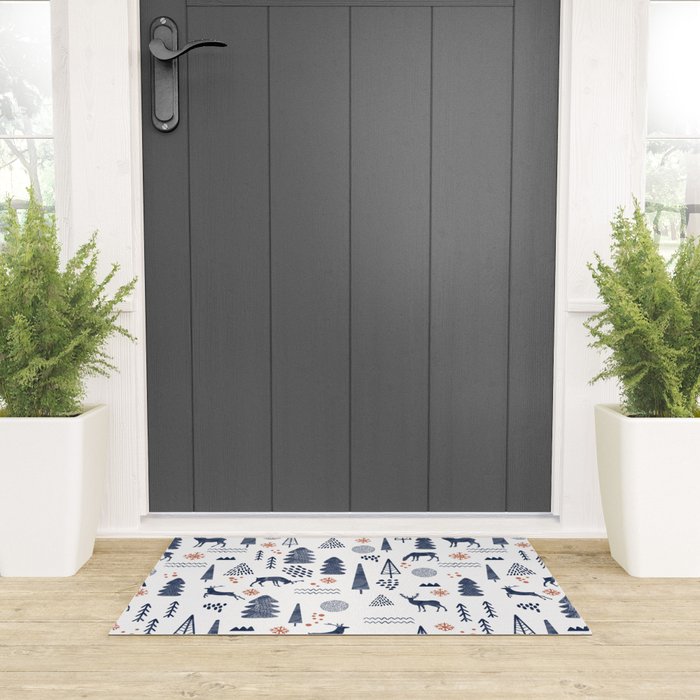 Deer Christmas forest Welcome Mat Gallery Image 3