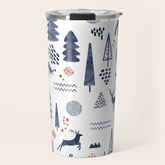 Deer Christmas forest Travel Mug Gallery Image 1